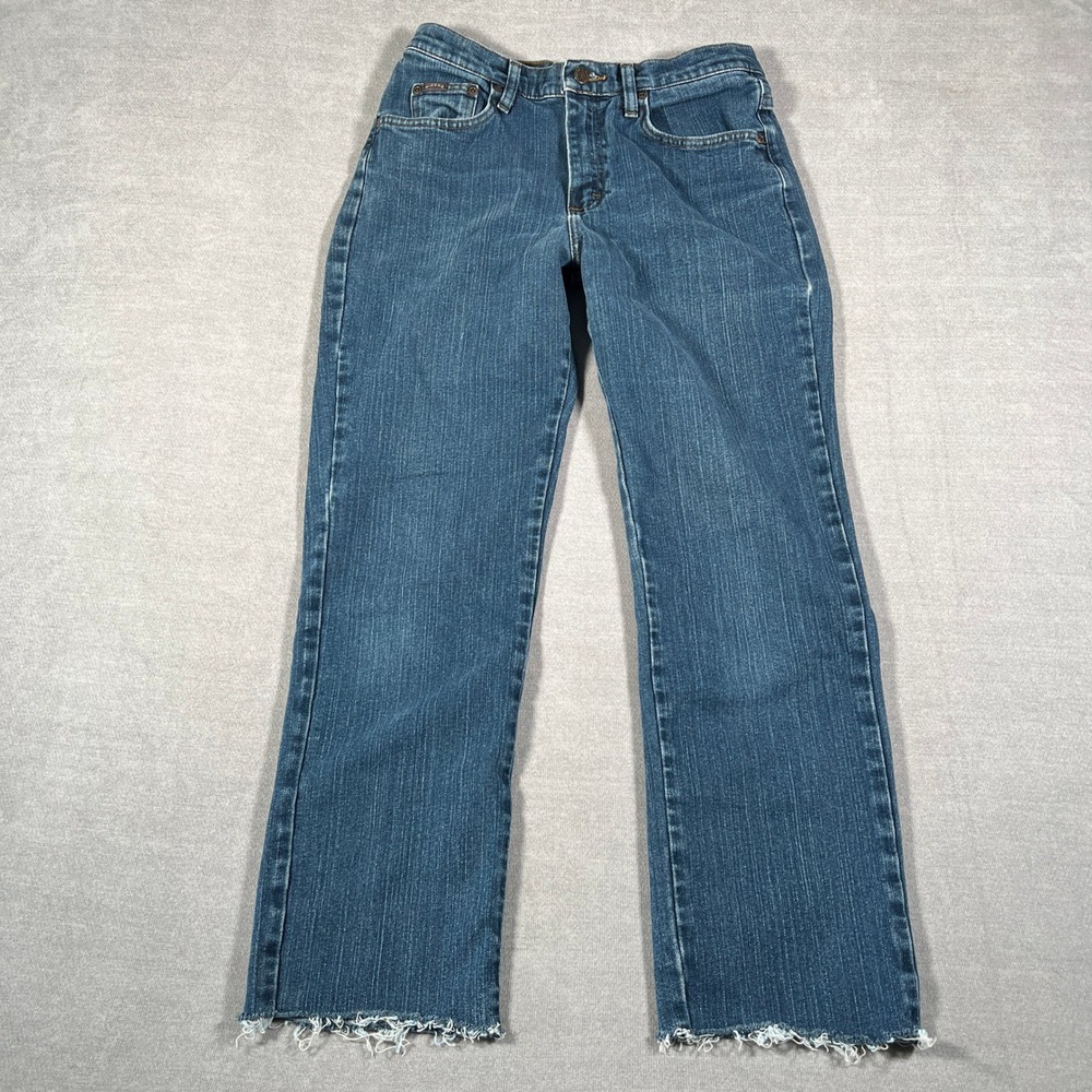 Riders by Lee Mid Rise Raw Hem Straight Leg Jeans Womens 8 M Blue Denim